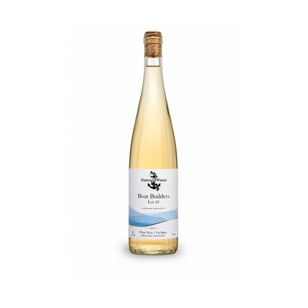Boat Builder's Lot 33 (2025) white wine bottle from District 33 Winery